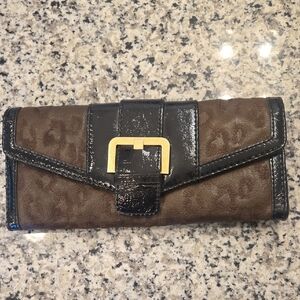 Dana Buchman Elegant Black and Brown Wallet with Gold Accent